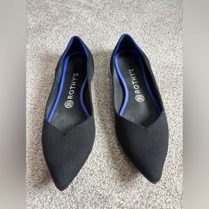 ROTHY'S 'The Point' Black Knit Ballet Flat Size Women's 9 Washable Flats Teacher